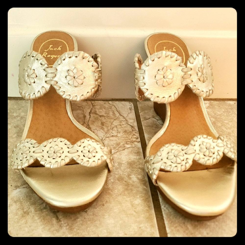 Jack Rogers metallic gold wedge sandals